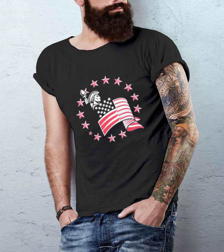Patriotic Lady Liberty American Flag Stars USA Pride T-Shirt