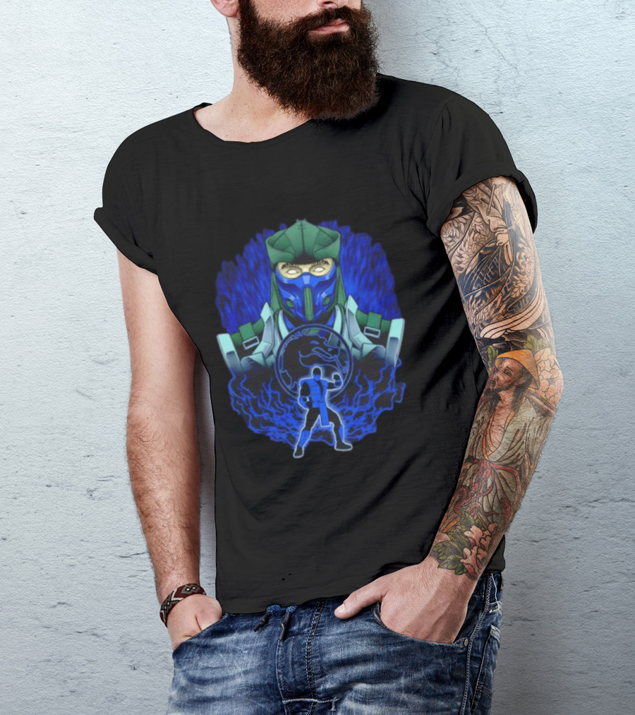 Sub Zero Mortal Kombat Dragon Icy Blue Energy Battle Action Game Iconic Arcade Fighter T-Shirt