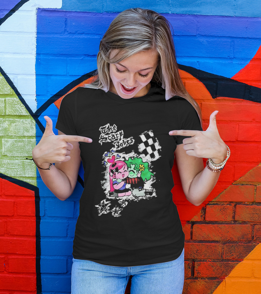The Scary Jokes Checkered Pattern With Colorful Characters T-Shirt