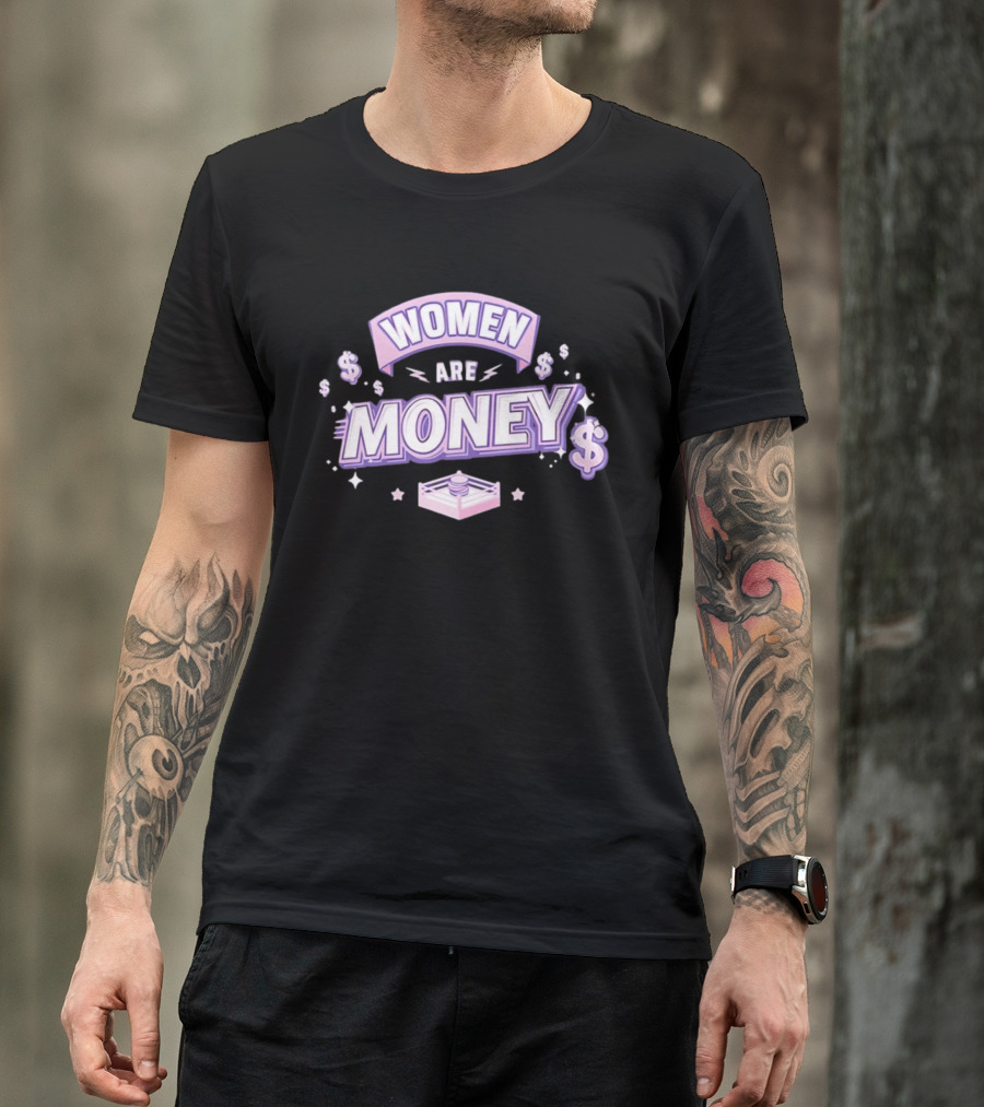 Women Are Money Boxing Ring Dollar Signs And Stars T-Shirt
