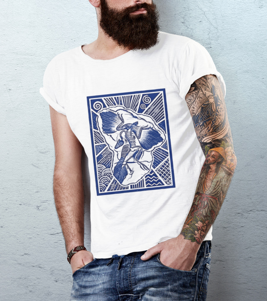 Archaeopteryx Fossil Linocut Prehistoric Bird Paleontology Biology T-Shirt