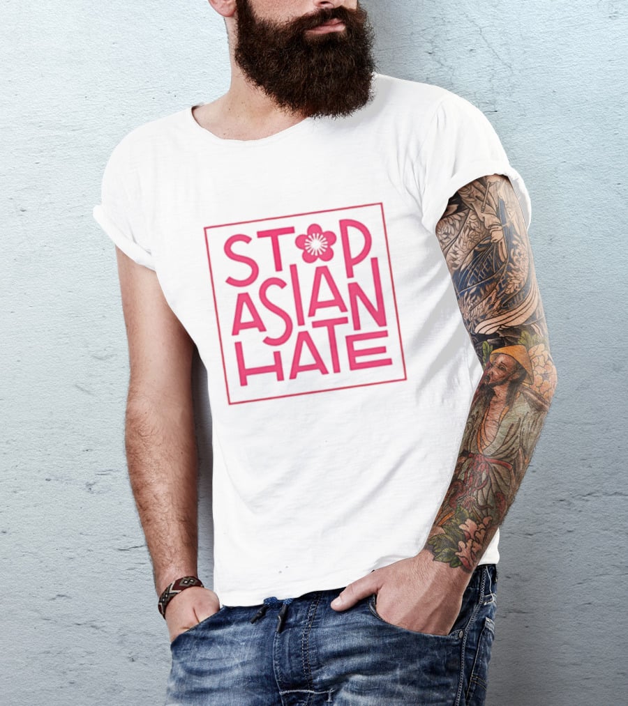 Stop Asian Hate Pink Blossom Flower Protest Activism T-Shirt