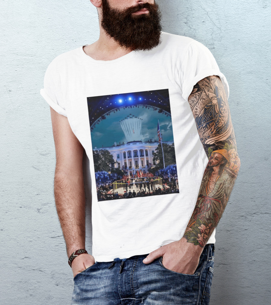 White House MMA Octagon Event Flyover American Flag Patriotic Display T-Shirt