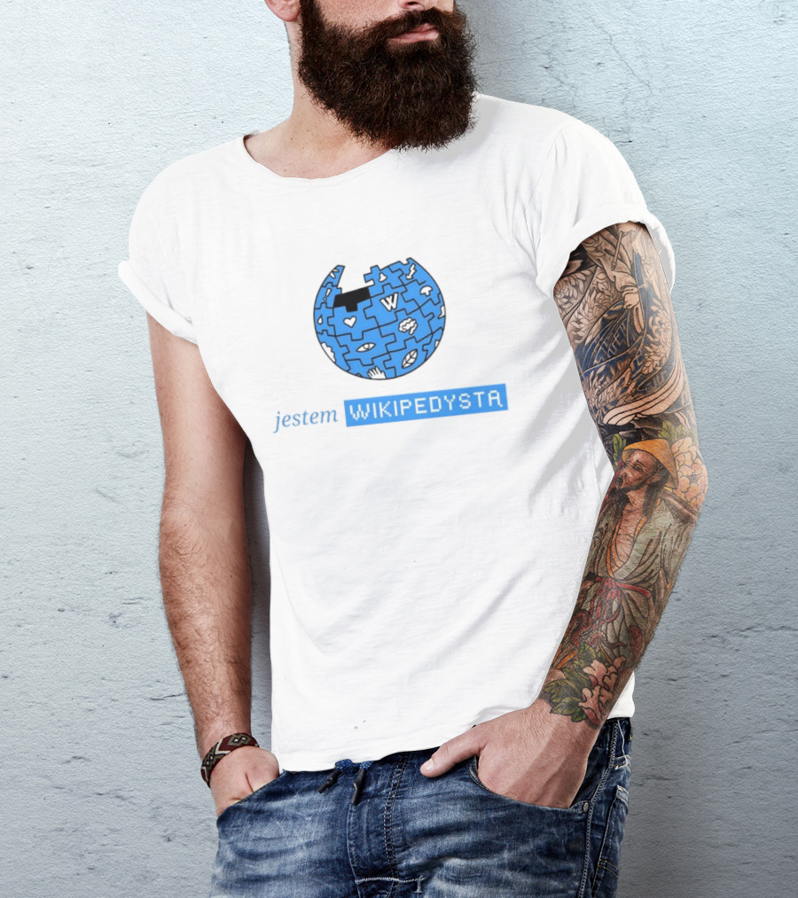 Jestem Wikipedysta Puzzle Globe Icon Eyes And Clouds T-Shirt