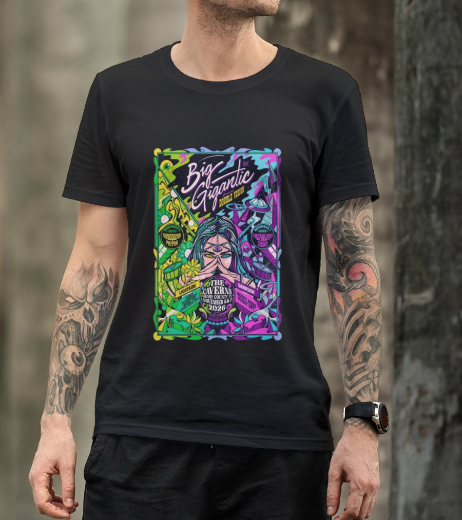 Big Gigantic Double Vision Live Nov 6 7 2026 The Caverns Pelham TN Sunsquabi Phyphr Smokeland Zoska T-Shirt