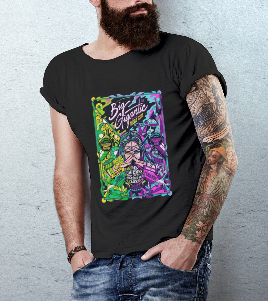 Big Gigantic Double Vision Live Nov 6 7 2026 The Caverns Pelham TN Sunsquabi Phyphr Smokeland Zoska T-Shirt
