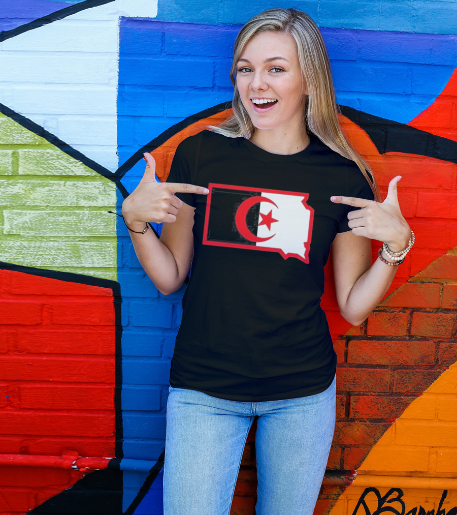 Lawrence Of Algeria South Dakota Flag Shape Crescent Star T-Shirt