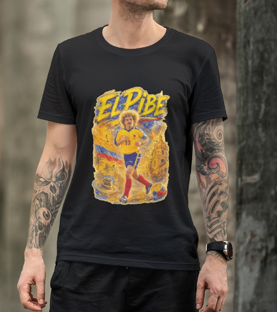 Carlos Valderrama El Pibe Colombia Football Legend Iconic Yellow Jersey T-Shirt