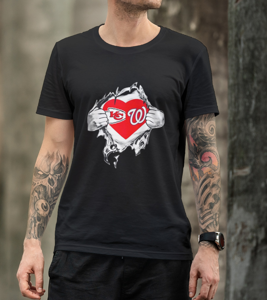 Sport KC Chiefs Washington Nationals Heart Reveal T-Shirt