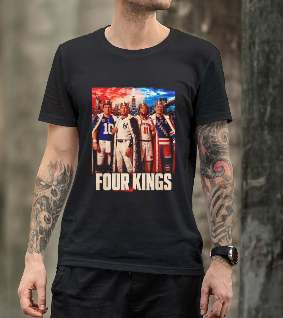 Four Kings New York Giants Yankees Knicks Rangers T-Shirt