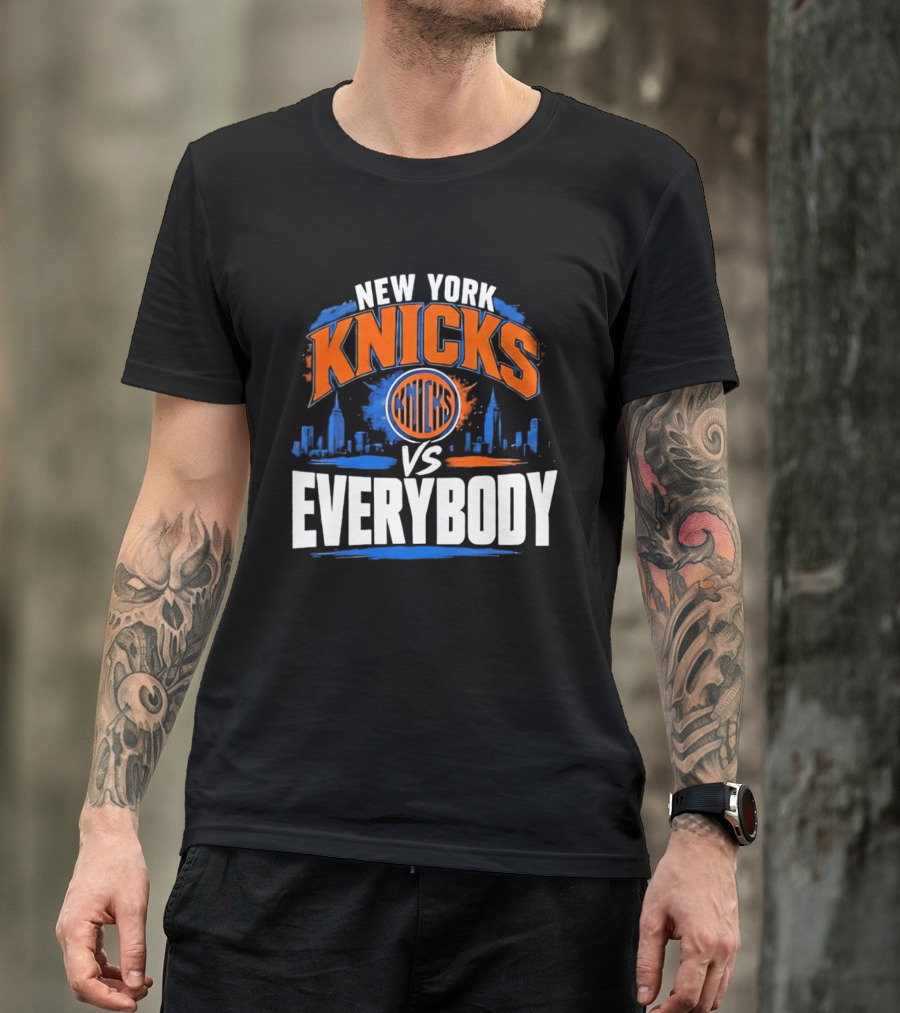 New York Knicks Vs Everybody Skyline Urban Hoops T-Shirt