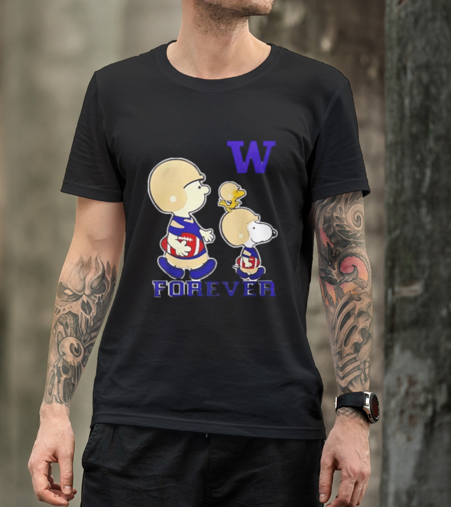 Peanuts Characters Football Players Washington Huskies W Forever T-Shirt