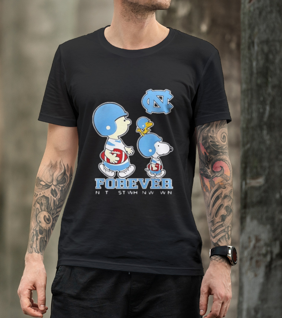 UNC Tar Heels Snoopy Charlie Brown Football Forever T-Shirt