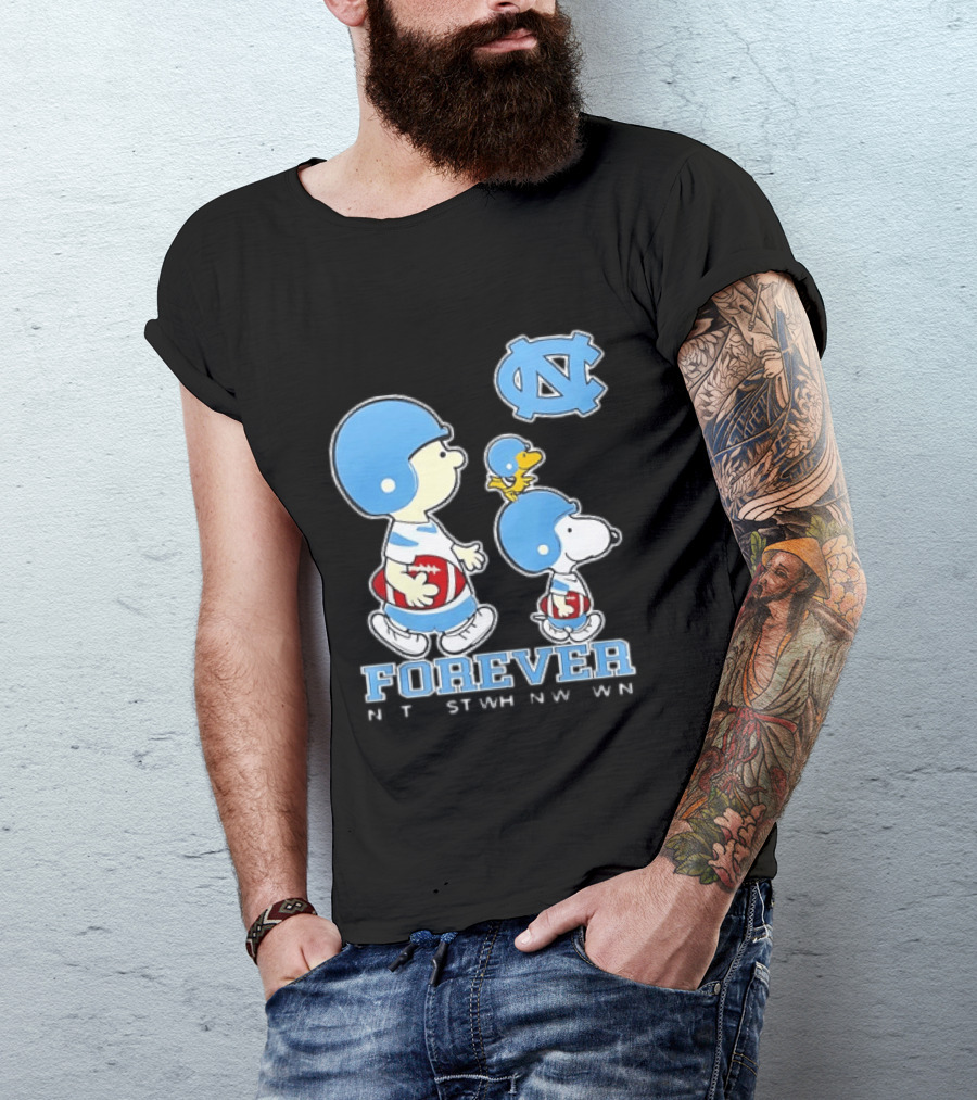 UNC Tar Heels Snoopy Charlie Brown Football Forever T-Shirt