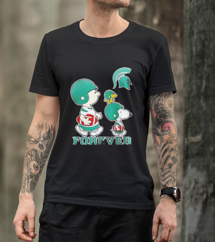 Peanuts Woodstock Charlie Brown Snoopy Michigan State Spartans Forever T-Shirt