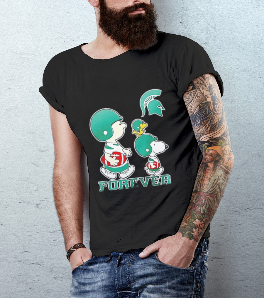 Peanuts Woodstock Charlie Brown Snoopy Michigan State Spartans Forever T-Shirt