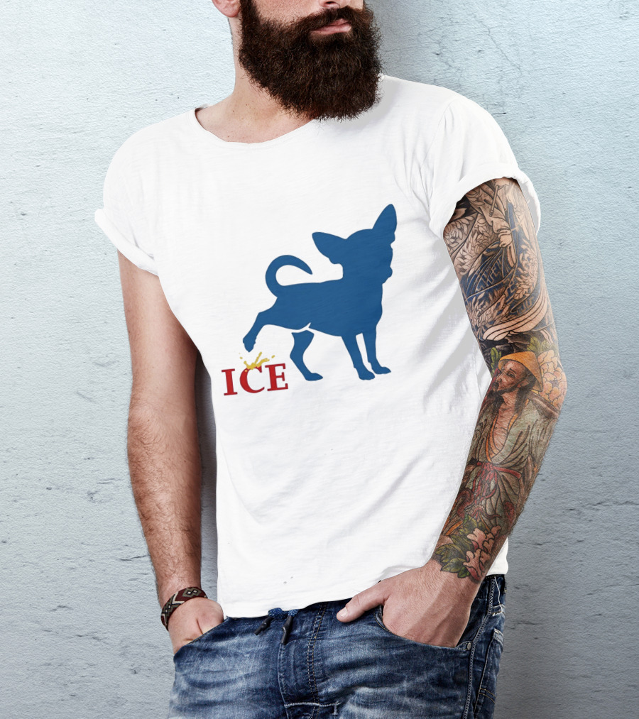 Chihuahua Urinating On ICE Text Representation T-Shirt