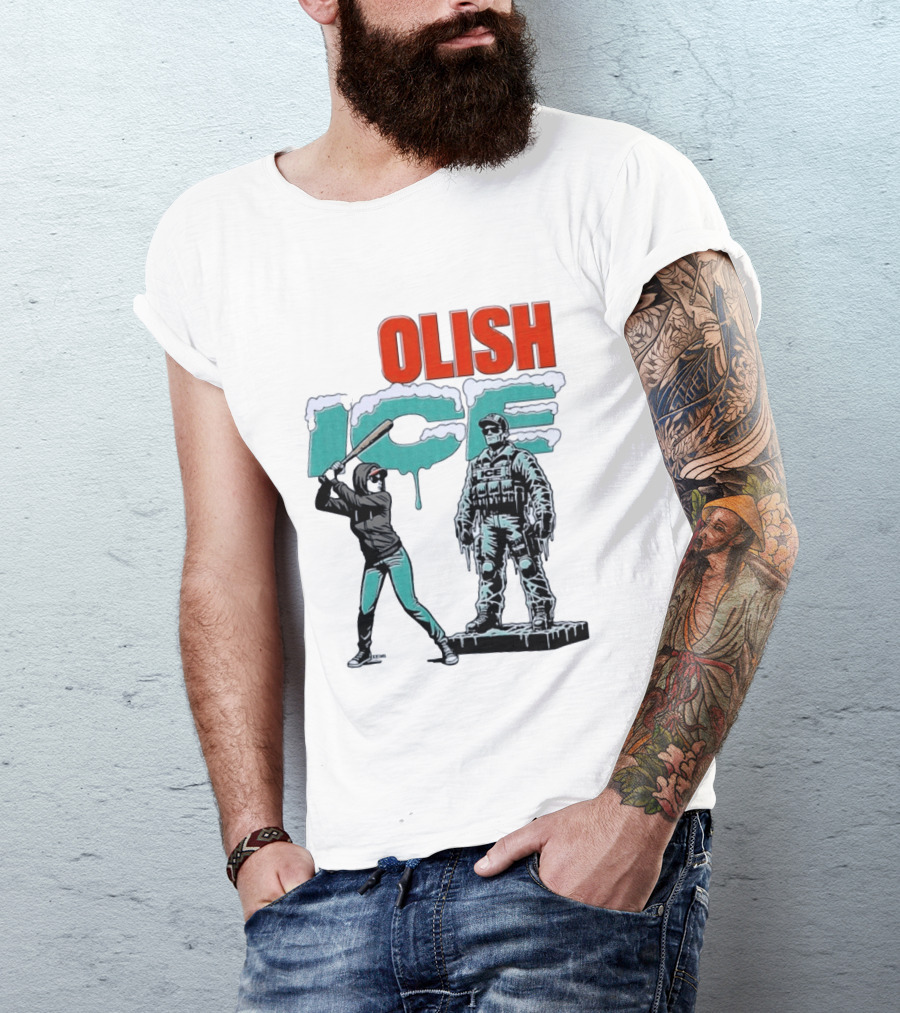Krime Olish ICE Woman With Baseball Bat Smashing Statue T-Shirt