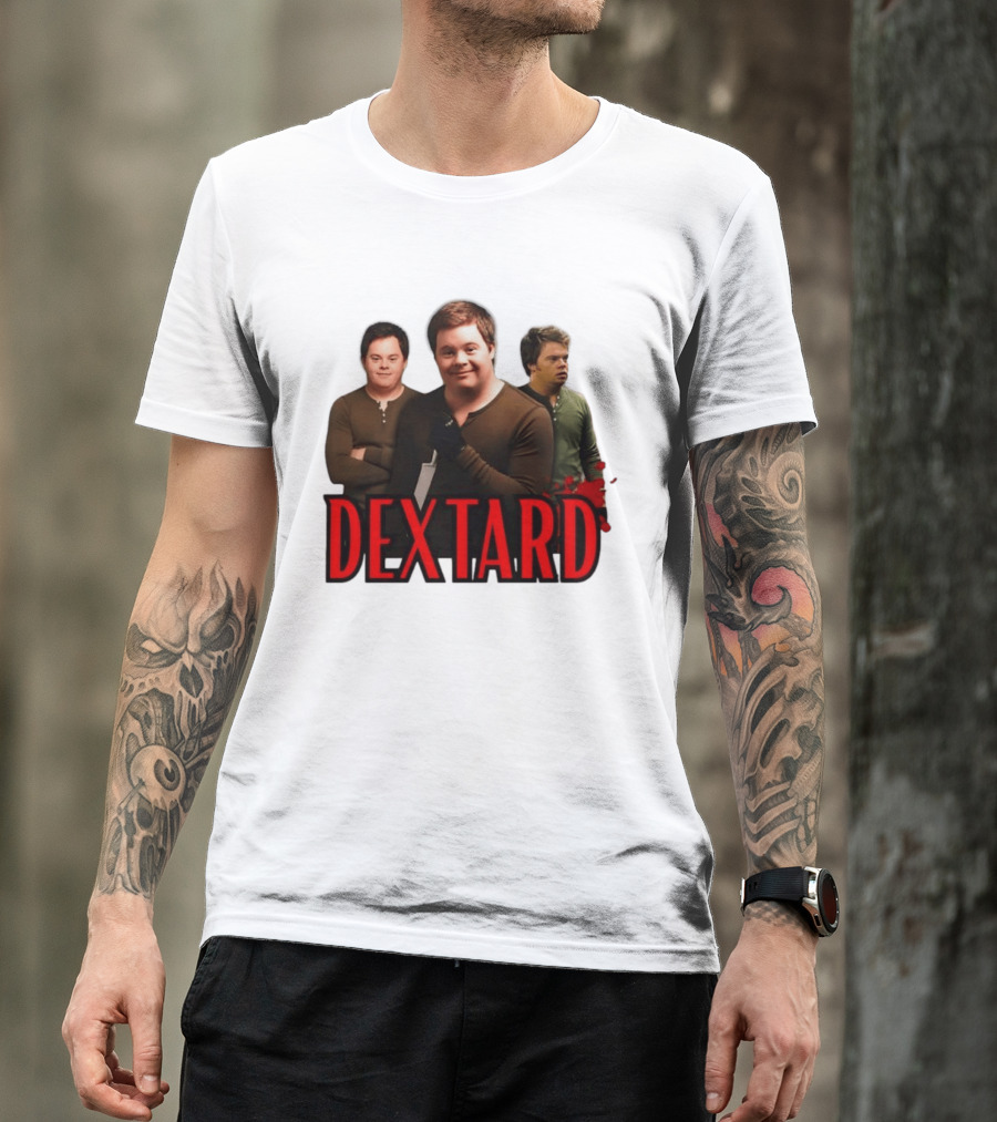 Dextard Meme Parody With Triple Character Image And Red T-Shirt