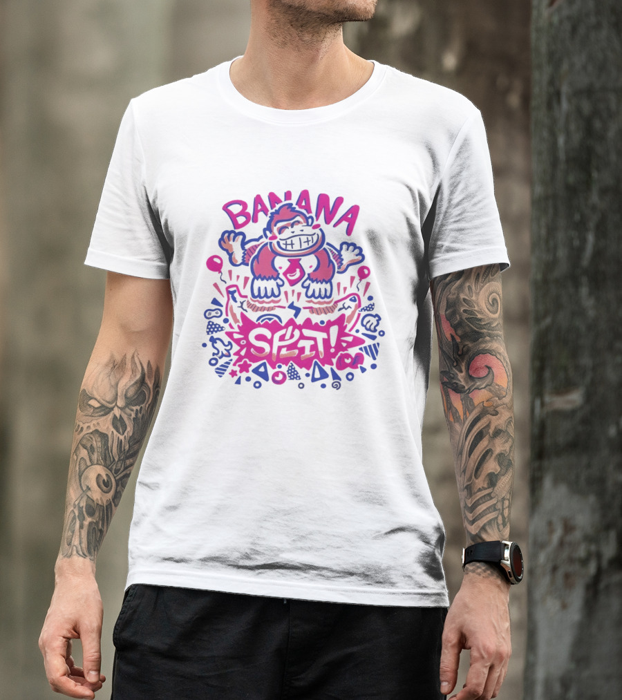 Banana Split Monkey Cartoon Fun T-Shirt