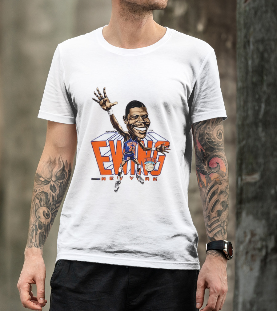 Patrick Ewing New York Knicks NBA Caricature Basketball Legend T-Shirt