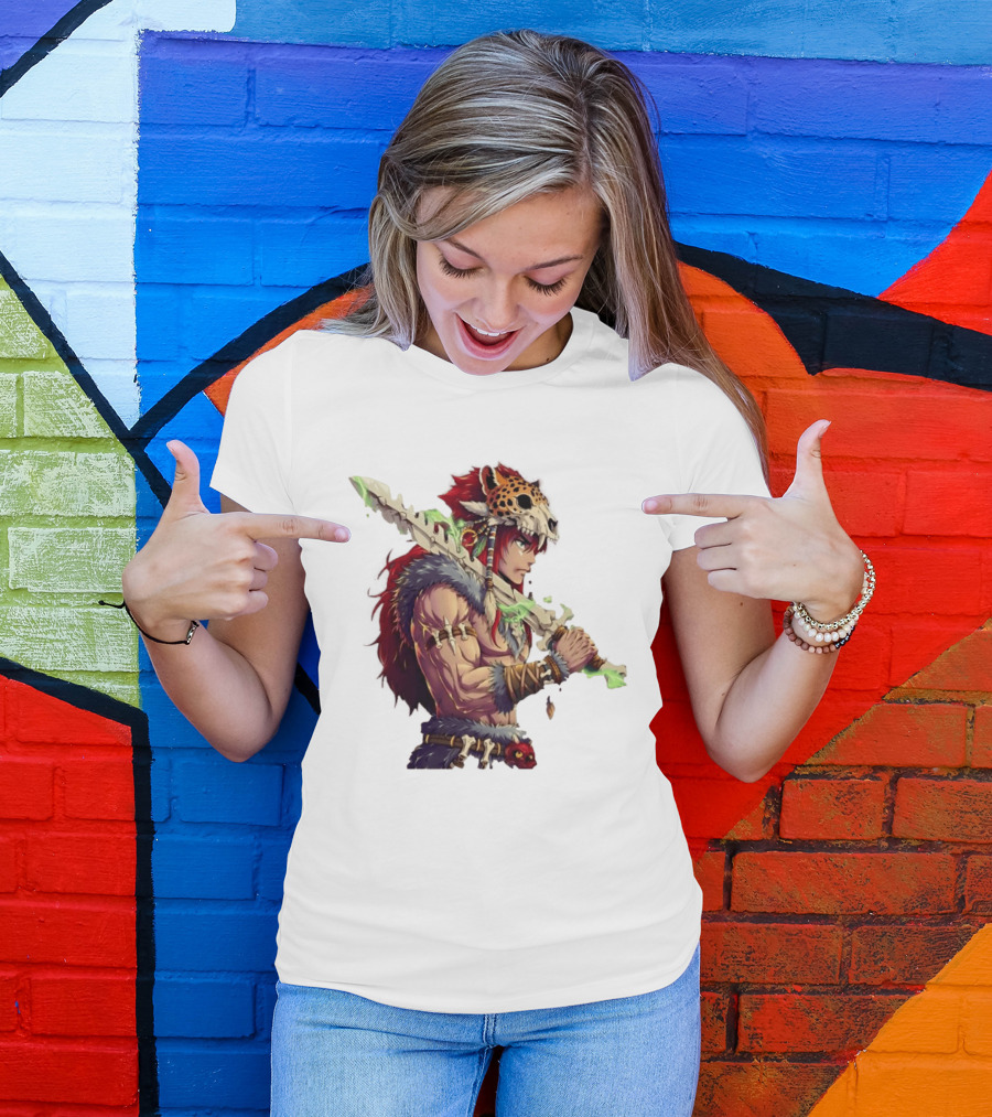 Jaguar Warrior Aztec Fantasy Glowing Bone Sword Warrior T-Shirt