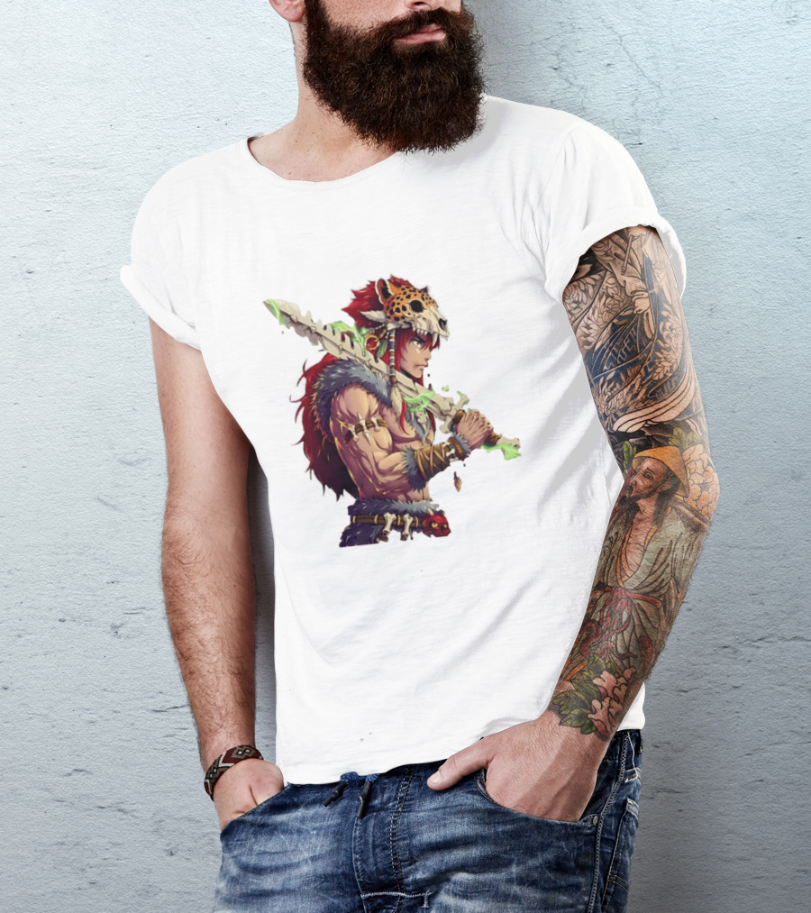 Jaguar Warrior Aztec Fantasy Glowing Bone Sword Warrior T-Shirt