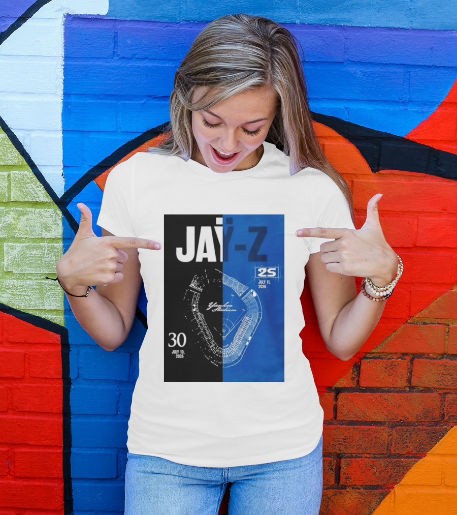 Jay Z Yankee Stadium July 10 11 2026 Celebration With Map Blueprint T-Shirt