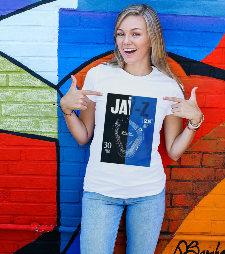 Jay Z Yankee Stadium July 10 11 2026 Celebration With Map Blueprint T-Shirt