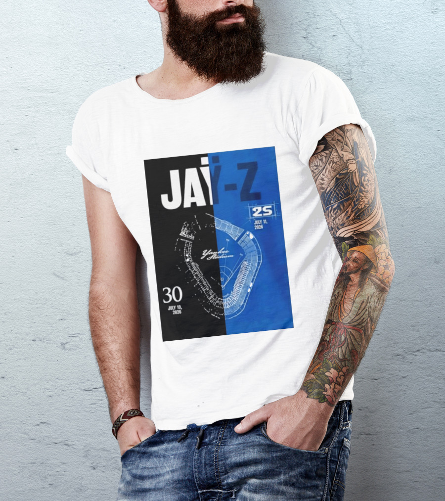 Jay Z Yankee Stadium July 10 11 2026 Celebration With Map Blueprint T-Shirt