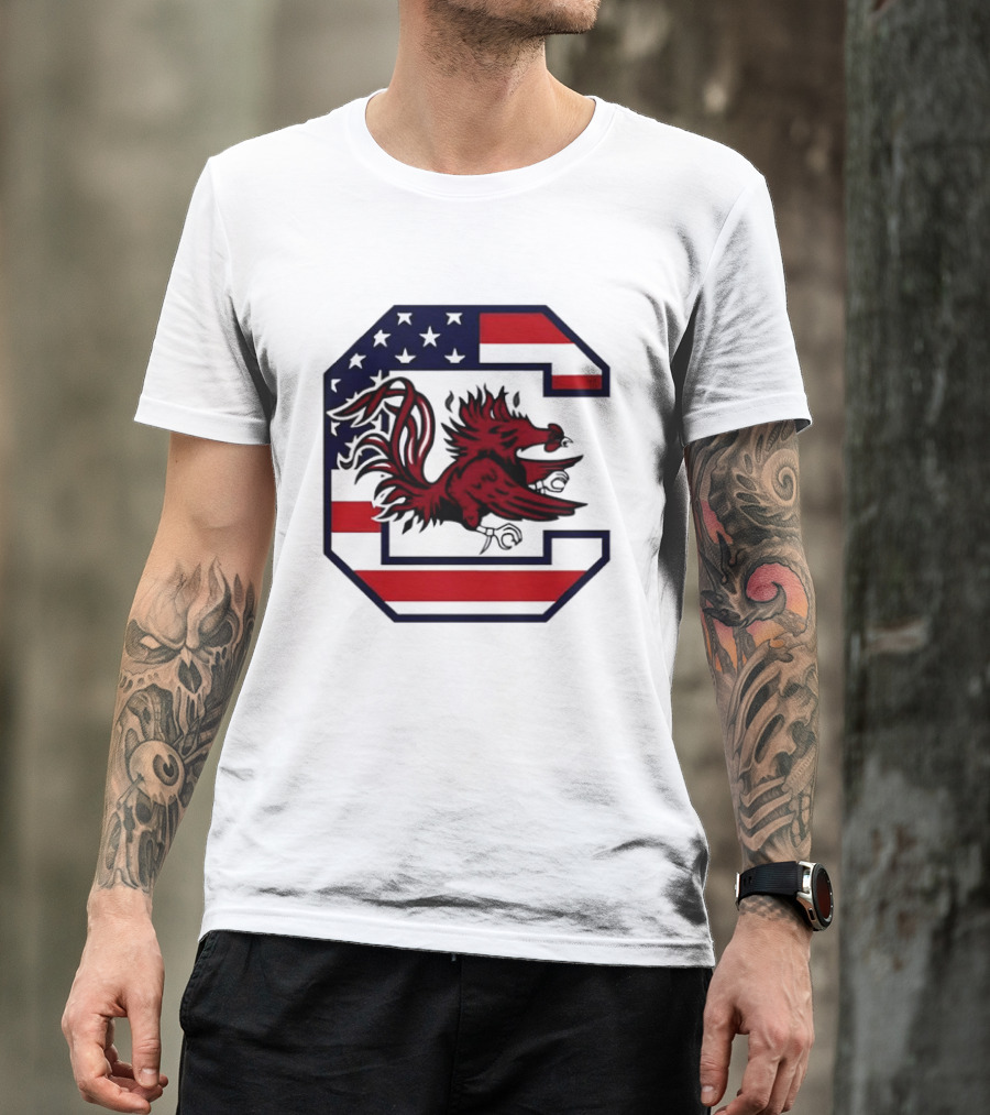 American Flag South Carolina Gamecocks C T-Shirt