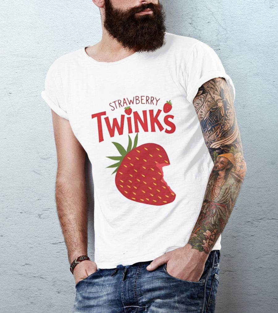 Strawberry Twinks Fruit Snack Pun Playful Bite T-Shirt
