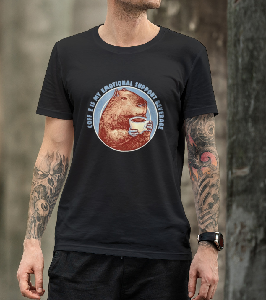 Capybara Coffee Is My Emotional Support Beverage Retro Style Animal Lovers T-Shirt