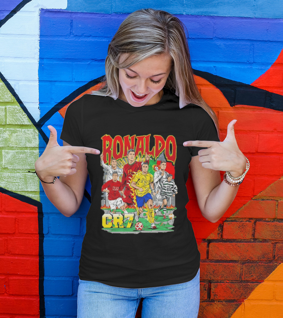 Ronaldo CR7 Football Icon In Action Sports Team Collection T-Shirt