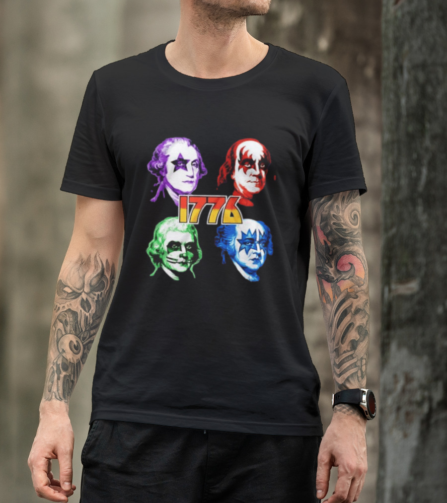 1776 Founding Fathers Rock Band George Washington Benjamin Franklin T-Shirt