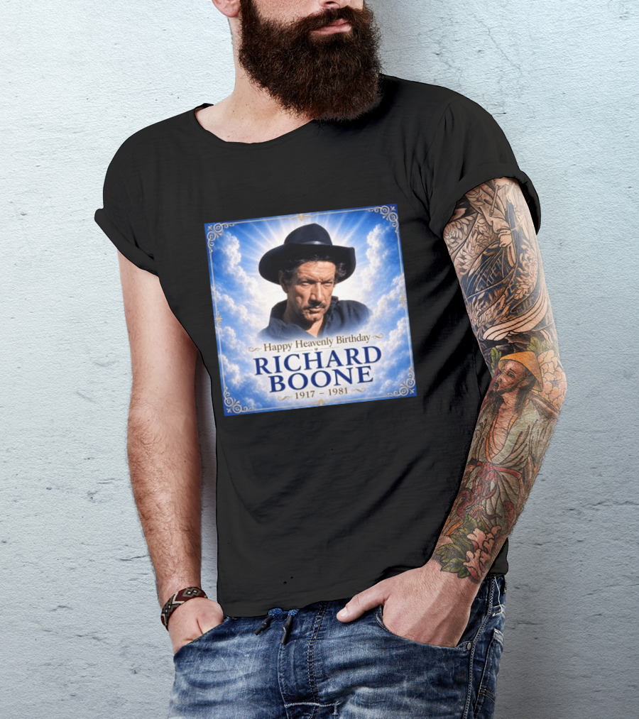 Happy Heavenly Birthday Richard Boone 1917 1981 Cloud T-Shirt