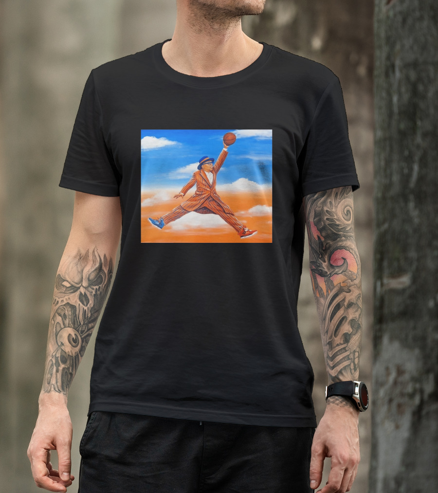 Spike Lee Jumping Basketball Air Jordan Jumpman Striped Suit Sky Sneakers T-Shirt