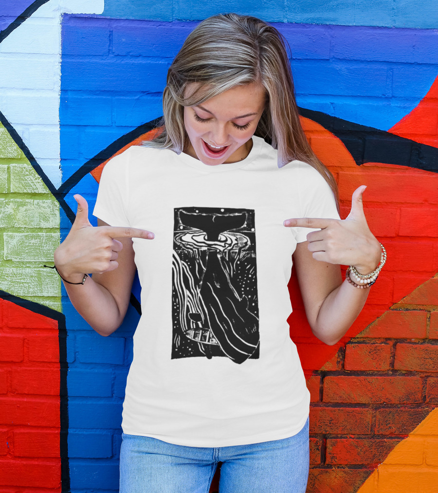 American Traditional Moby Dick Vintage Tattoo Style Whale Ocean Nautical T-Shirt