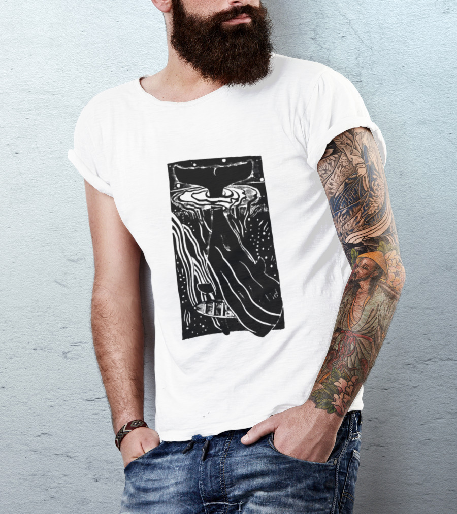 American Traditional Moby Dick Vintage Tattoo Style Whale Ocean Nautical T-Shirt