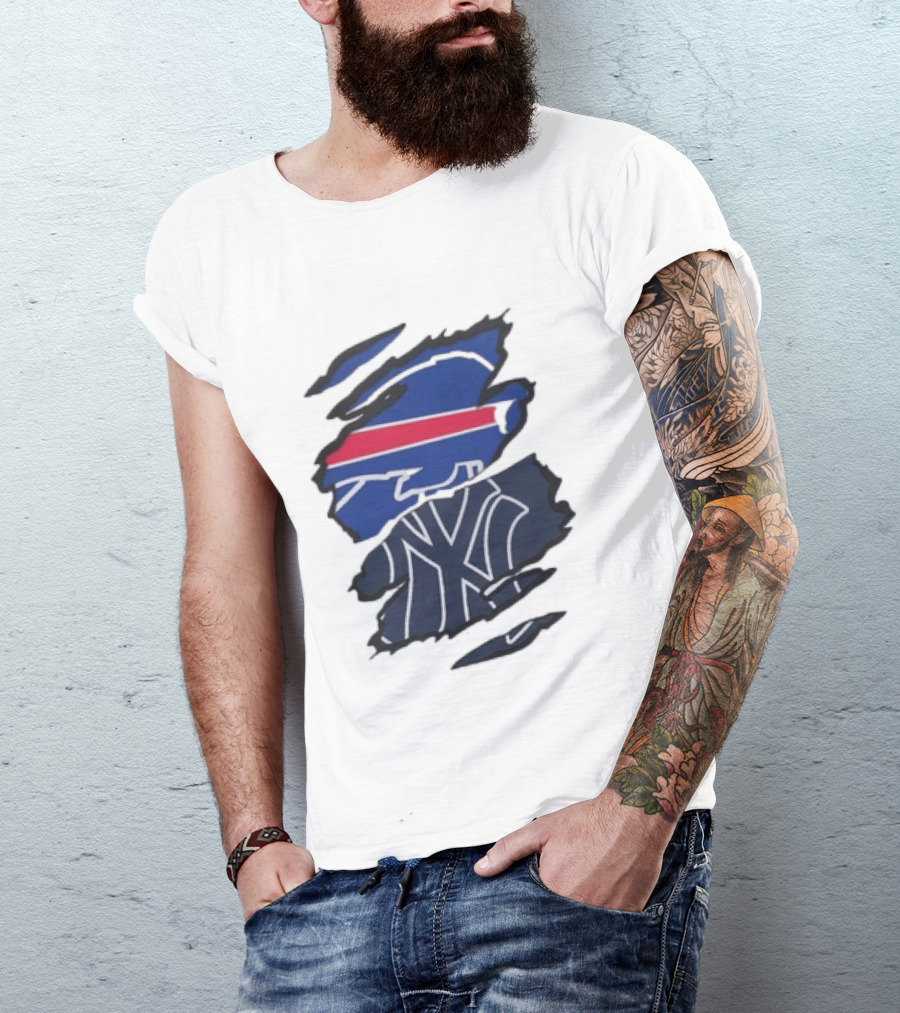 Buffalo Bills New York Yankees Split Collaboration Beneath The Surface T-Shirt