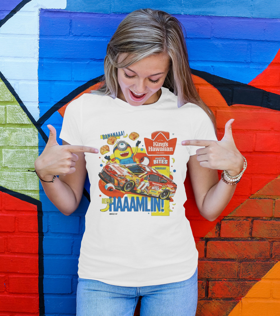 Minions Bananaa With Denny Hamlin King's Hawaiian Shake 'n Bites Racing 2026 T-Shirt