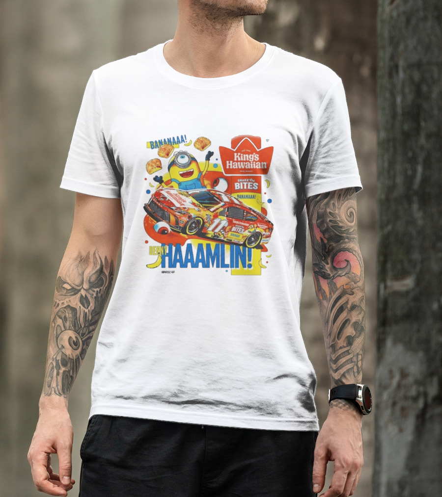 Minions Bananaa With Denny Hamlin King's Hawaiian Shake 'n Bites Racing 2026 T-Shirt