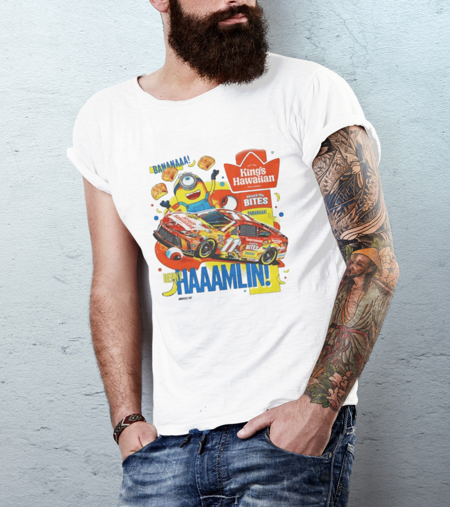 Minions Bananaa With Denny Hamlin King's Hawaiian Shake 'n Bites Racing 2026 T-Shirt