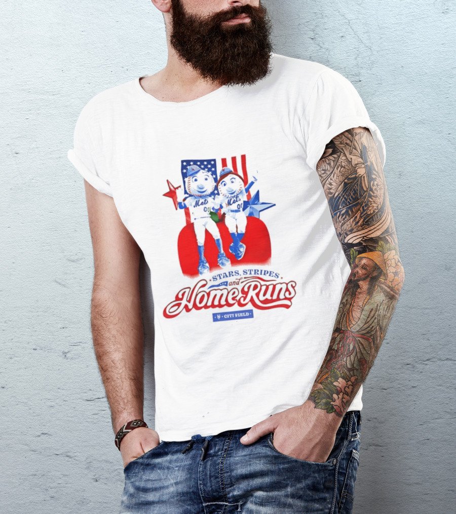 New York Mets Stars Stripes Home Runs Mr Met America T-Shirt
