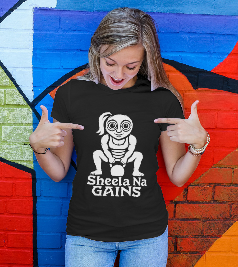 Sheela Na Gig Kettlebell Exercise Sheela Na Gains Fitness Workout Lifting T-Shirt