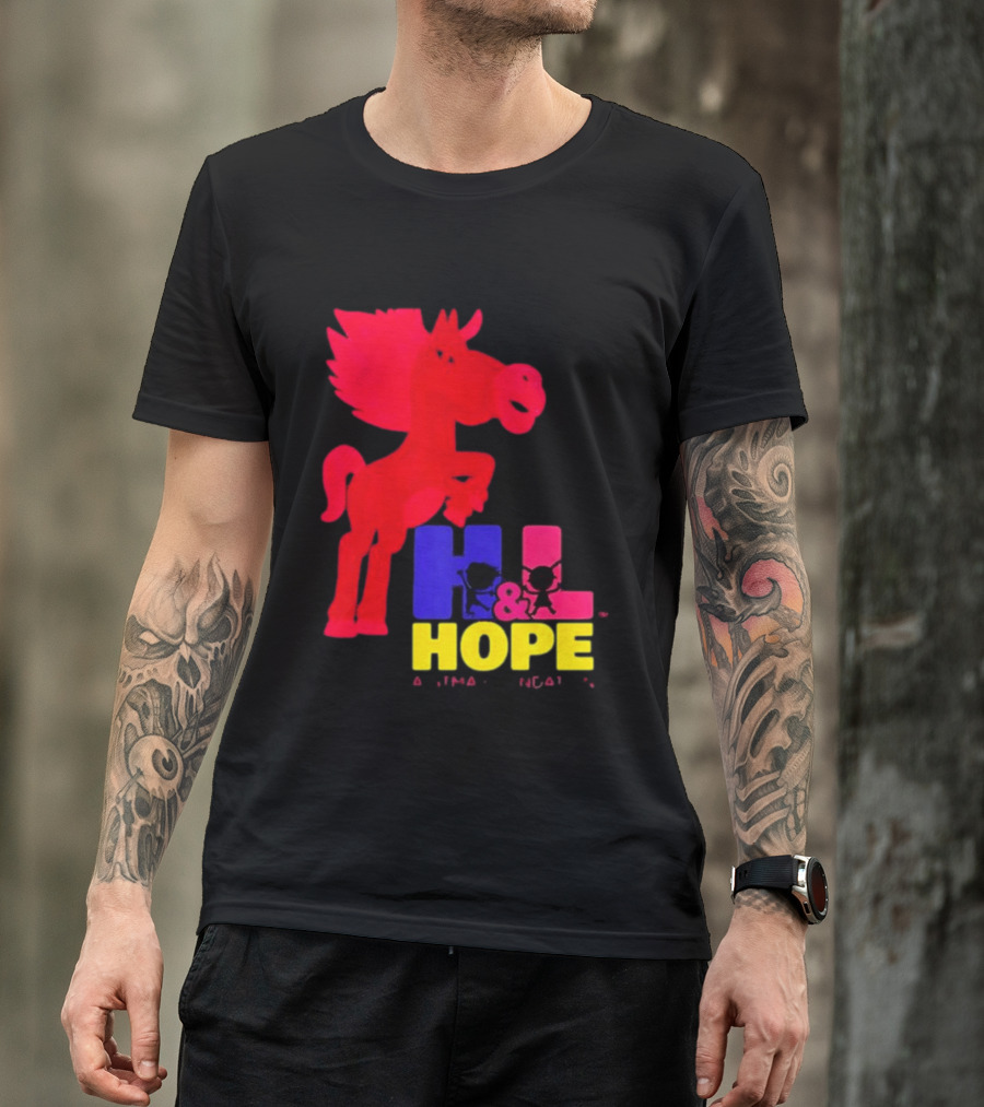 HL Hope GTMA Foundation Red Horse And Colorful Letters T-Shirt
