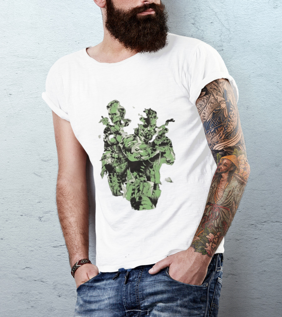 Naked Snake And The Boss Metal Solid 3 Snake Eater Iconic Duo Camouflage T-Shirt