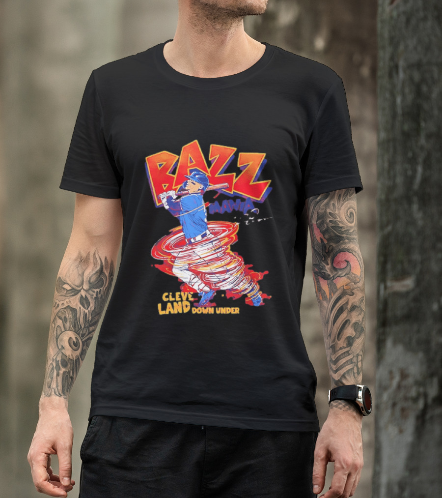 Bazz Mania Cleveland Down Under Travis Bazzana Batting Baseball T-Shirt