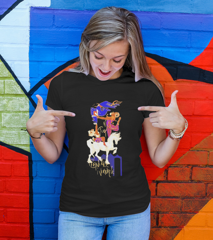 Carnivale Nocturne Jester And Horse With Vibrant Circus Animal And Bird T-Shirt