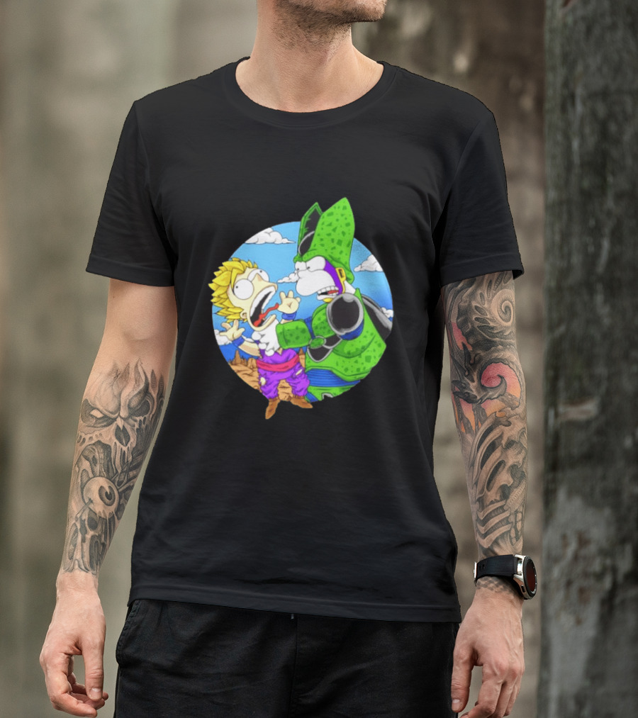 Gohan Cell Dragon Ball Z Bart Homer Simpson Mashup Clash T-Shirt